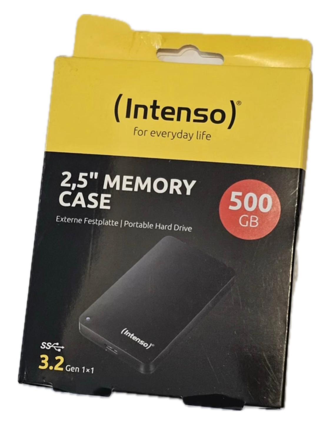 Memory Case External Portable Hard Disk Drive HDD 500GB USB 3.2 By Intenso
