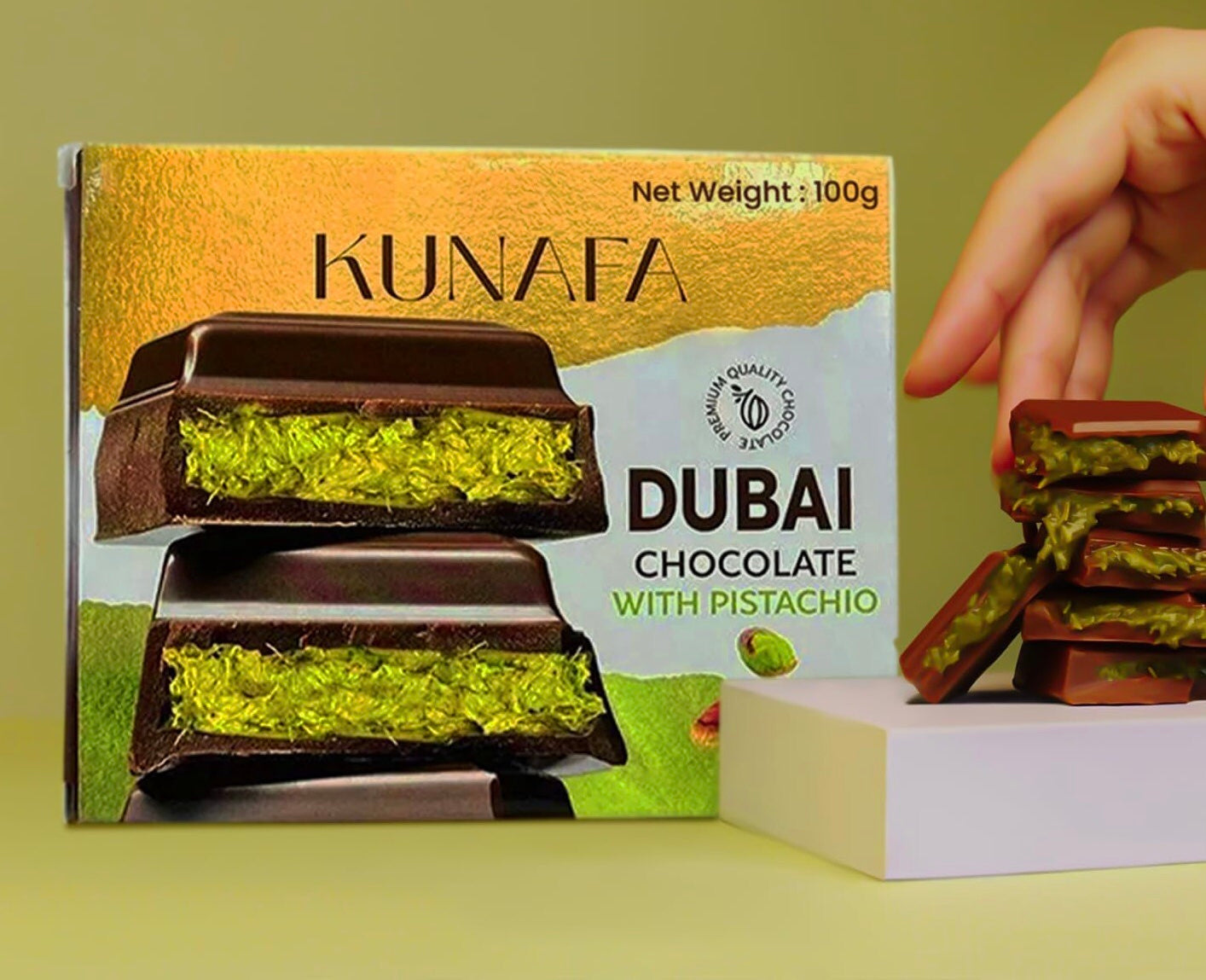 UKC Dubai Chocolate Kunafa with Pistachio, 100g (Pack Of 12)