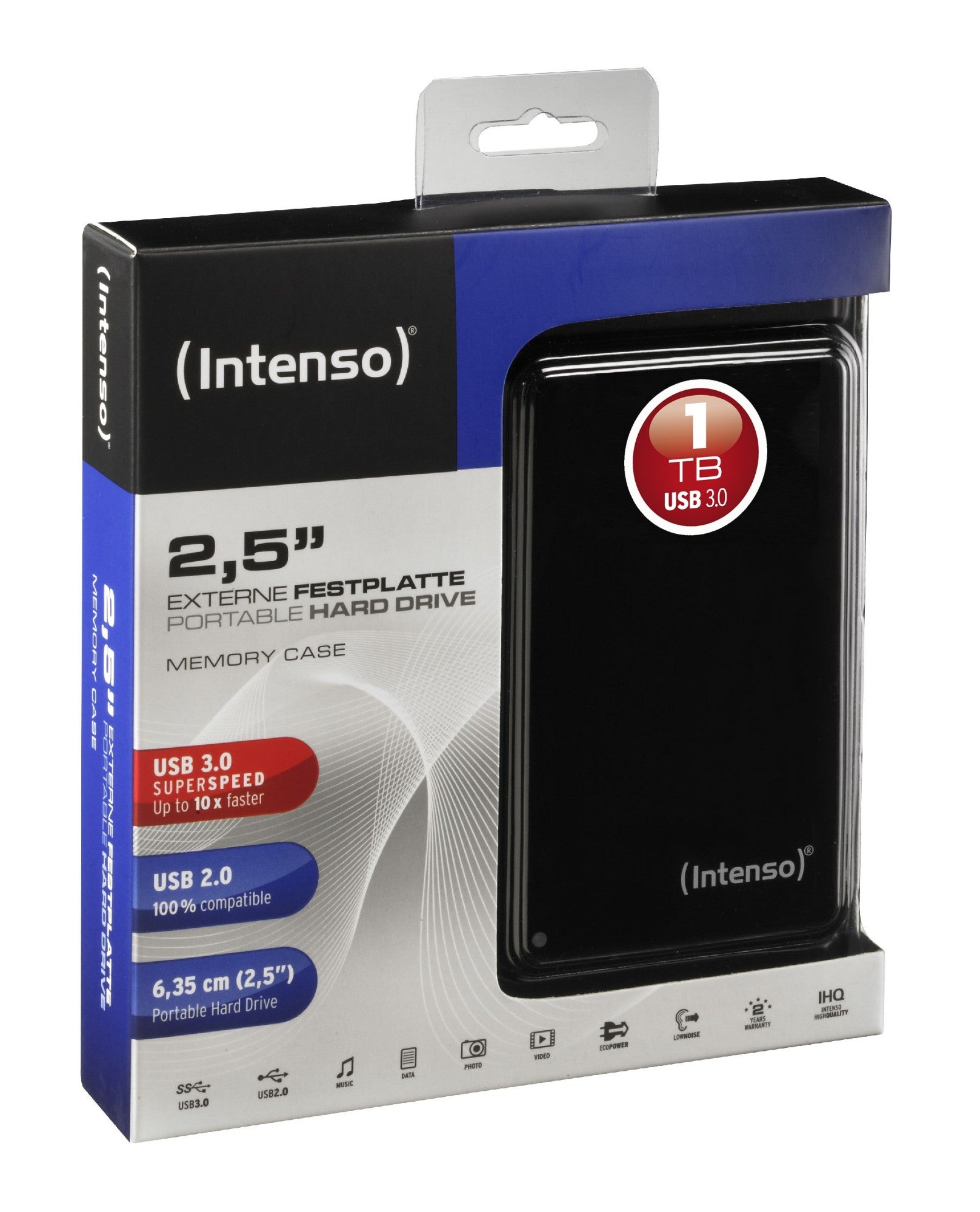 Memory Case External Portable Hard  Disk Drive HDD 1TB USB  By Intenso