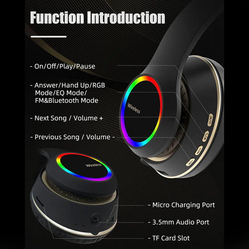 ET-B06 RGB Over-the-Head Bluetooth Headphones By Earldom