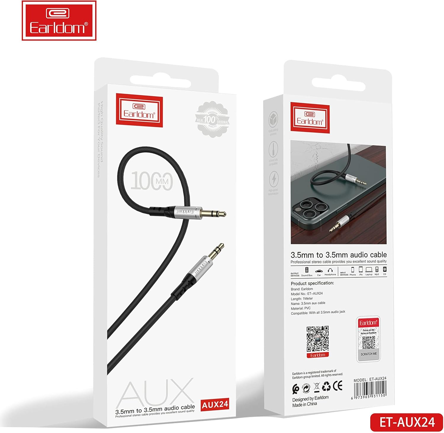 Earldom ET-AUX24 3.5mm Audio Cable By Earldom