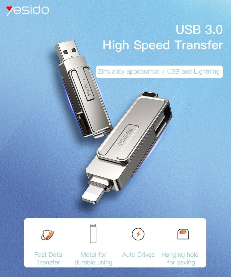 FL16 Metal Rotating Dual Use Adapter Memory Stick By Yesido