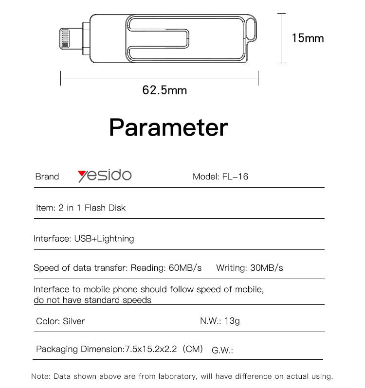 FL16 Metal Rotating Dual Use Adapter Memory Stick By Yesido