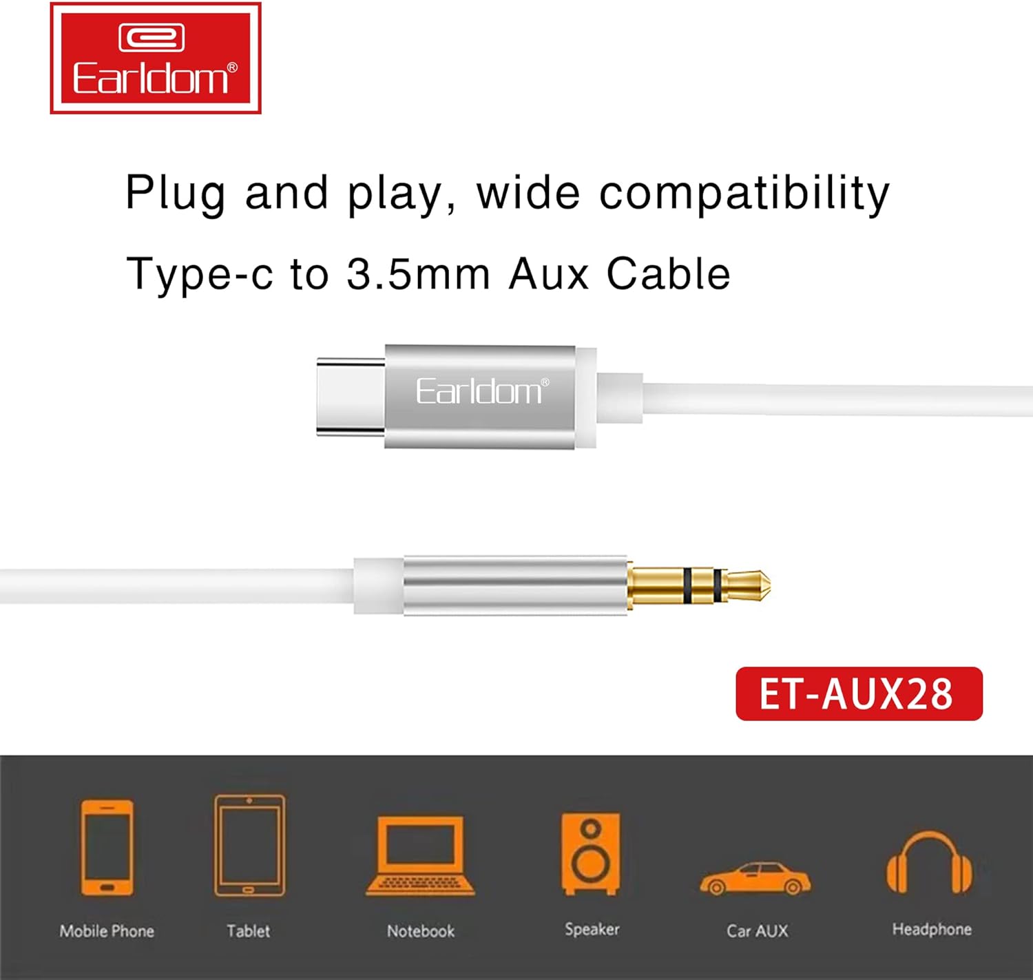 ET-AUX28 USB-C to 3.5mm Audio Cable By Earldom