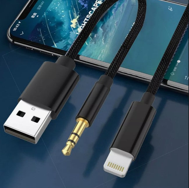 ET-AUX43 Lightning to 3.5mm + USB Audio Cable By Earldom