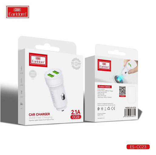 CC33 USB Car Charger White  Without Cable By Earldom