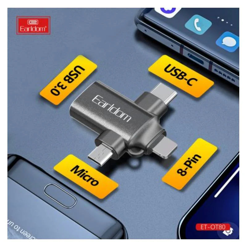 ET-OT80 3-in-1 OTG Data Transmission Adapter By Earldom