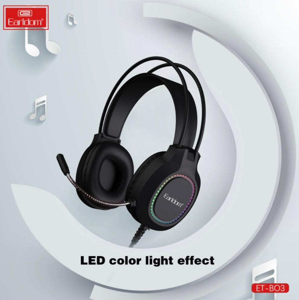 ET B03 Wired Gaming Headset - lightweight on Ear Design with Mic & RGB light By Earldom