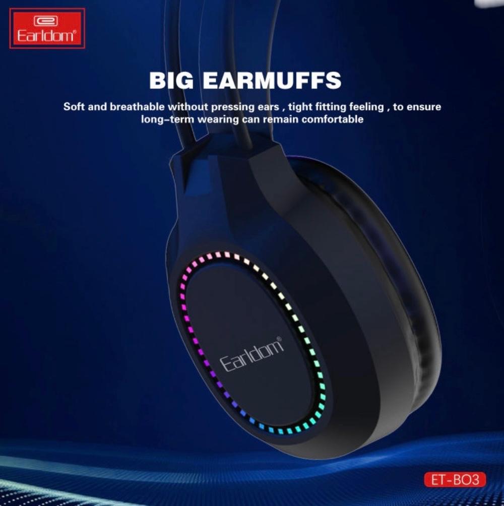 ET B03 Wired Gaming Headset - lightweight on Ear Design with Mic & RGB light By Earldom