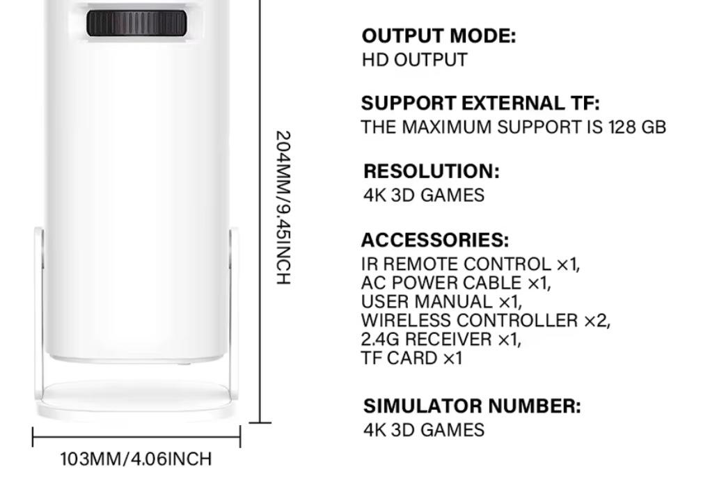 S40MAX Projector Supports 4K Video & Gaming Projector with 2 Video Game Controller’s By Salange