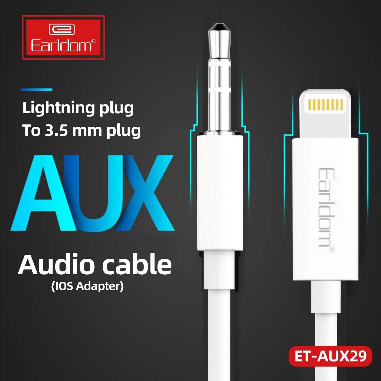 ET-AUX29 Lightning to 3.5mm AUX Cable By Earldom