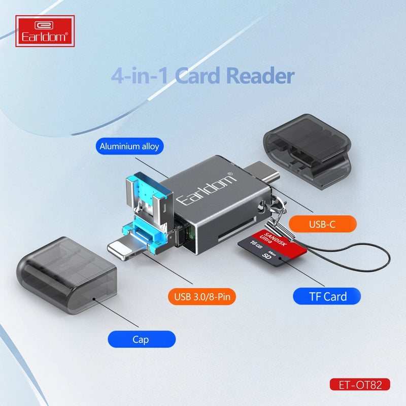 ET-OT82 4-in-1 Mini Aluminium Card Reader By Earldom