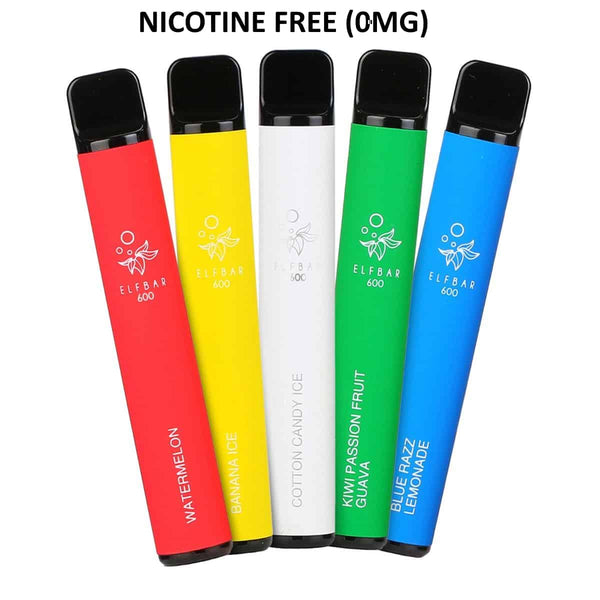Elf Bar 0mg Disposable Vape Device 600 Puffs - Pack of 10